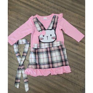 Girl's long-sleeved base shirt, skirt with straps, for spring and autumn.